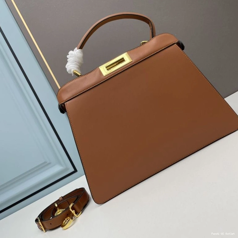 Affordable HOT Nappa Peekaboo Laether Medium In ISeeU Bag Fendi Brown 0816